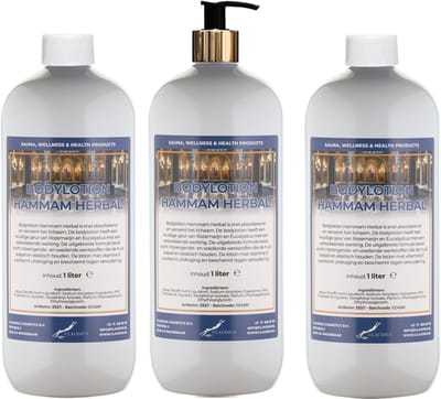 Bodylotion Hammam Herbal 1 Liter - met gouden pomp - set van 3 stuks