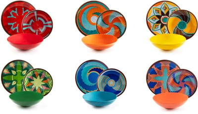Excelsa Dakar Color 18-delig Servies – Italiaans Design met Dinerborden, Ontbijtborden en Kommen – Veelkleurig