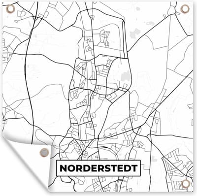 Tuin poster Plattegrond - Norderstedt - Kaart - Stadskaart - 200x200 cm - Tuindoek