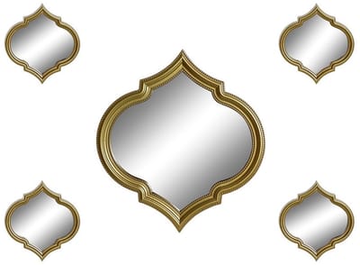 Atmosphera Wandspiegel set Marrakech - 5x stuks - ca 50 cm - goud - kunststof - Oosterse stijl