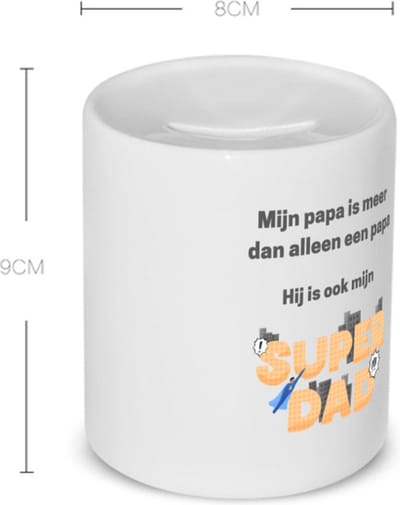 Akyol - mijn papa is meer dan alleen papa hij is ook mijn super dad Spaarpot - Vader - super papa - vader cadeautjes - vaderdag - verjaardag - geschenk - kado - vader artikelen - 350 ML inhoud