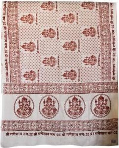 Meditatie omslagdoek met mantra Ganesh, XL, 220 x 106 cm, wit