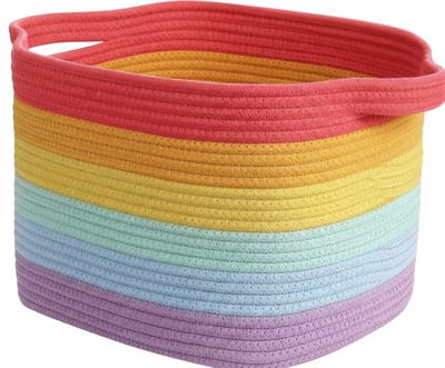 Famanu - Regenboog touw mand voor speelgoedopslag
