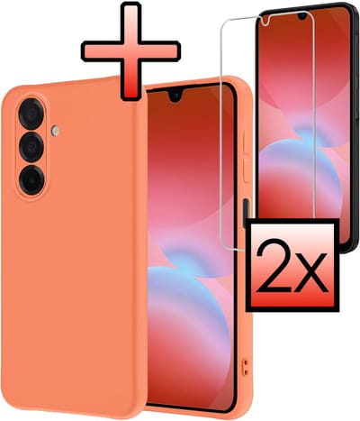 Hoesje - Met 2x Screenprotector - Geschikt voor Samsung Galaxy A26 - Sterk & Shockproof - Back Cover - Siliconen Case - Telefoon Hoes - Perzik