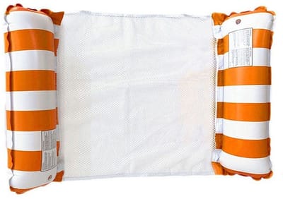 Opblaasbaar zwembed - Drijvend bed - Strandstoel - Watermatras - Waterhangmat - Opvouwbaar - Inclusief luchtpomp, kan tot 200 kg dragen - 125 x 70 cm - Geschikt voor zwembaden, stranden en meren - Oranje