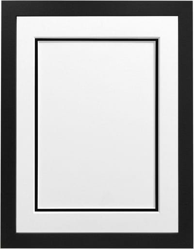 Witte fotolijst met passe-partout 25 mm breed - 20 x 16 beeldformaat, zwart