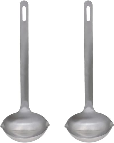 Gerimport Soep/saus opscheplepel - 2x - zilver - RVS - 27 cm - keukengerei - soeplepel