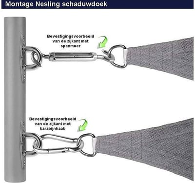 Compleet pakket: Nesling coolfit 3,6x3,6 ijsblauw met bevestigingsset en buitendoekreiniger