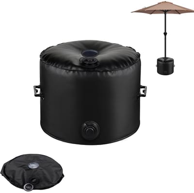 Ryoudavell - Parasolvoet Vulbaar met Water 40 kg - Universeel Parasol Gewicht Tas met Handvat - Anti-omval Stormvast Basis voor Tuinparasol en Strandparasol - Opvouwbare Tuin Parasolstandaard Waterzak voor Terras Strand en Camping - Zwart
