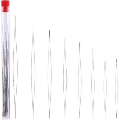 Set van 8 stuk Kralen Rijgnaalden - Split Eye Naalden - Big Eye Rijgnaald - Kralen Rijgen - voor het makkelijk rijgen van kralen - zilver - LOUZIR
