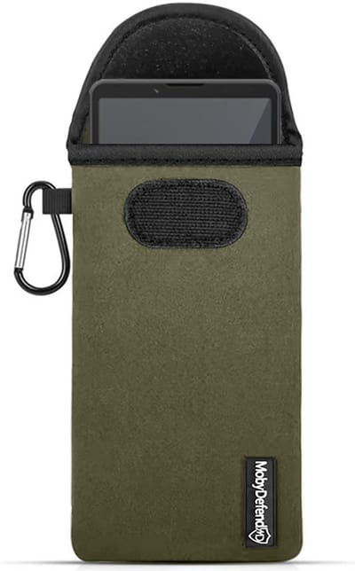 MobyDefend Hoesje - Geschikt voor Sony Xperia 10 VII - Neopreen Pouch Met Karabijnhaak - Insteek - Riemlus - Groen