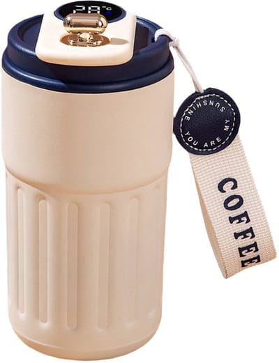 Oneay Slimme Thermosbeker met LED Temperatuurweergave – 450ml 316 RVS Thermosfles – Lekvrije Reismok voor Koffie en Thee – Warm & Koud Isolatie – Blauw