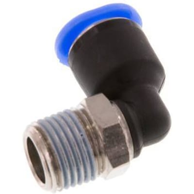6mm x R1/8'' 90 graden L-verbinding Messing/PBT Insteekfitting Buitendraad Kort Draaibaar Compact Ontwerp NBR [2 Stuks]