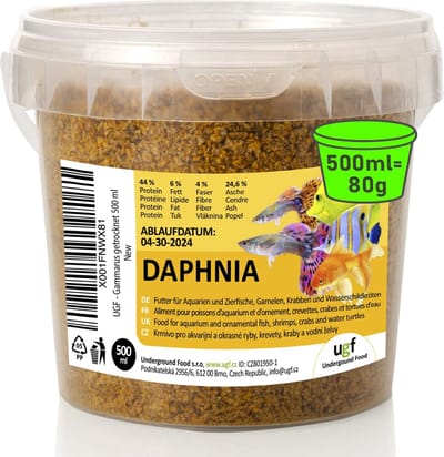 Dailygoods- Watervlooien 80 g - Gedroogde Daphnia - Aquariumvoer - Snacks voor siervissen - Eiwit 44% - Ideaal voor alle vissen - Visvoer