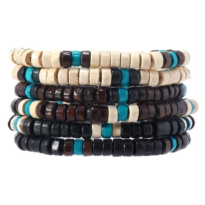 Houten Armband – Kralen Armband – Set 6 Armbanden