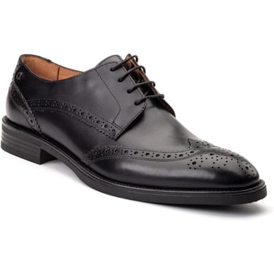 Base London Pocket Leren Heren Zwarte Brogues Schoenen