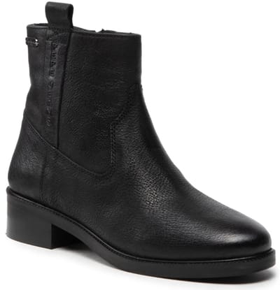 Pepe Jeans Serie - Zwarte Leren Enkellaarsjes - Ritssluiting - 37