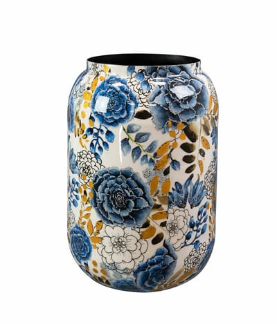 TS Collection Vaas Dutch Blue - blauw - metaal/epoxy - D30 x H42 cm - bloemenvaas - Designed by Lammie
