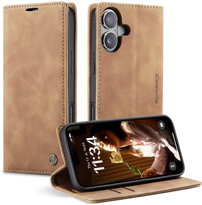 CaseMe Hoesje - Geschikt voor iPhone 17 Hoesje - CaseMe 013 Book Case - Bruin