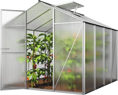 GFP tuinkas ECO-STAR 4 aluminium 192x256 cm, 6 mm kanaalplaten polycarbonaat, stabiel & weerbestendig