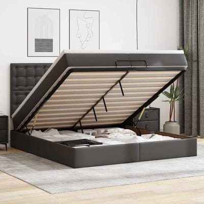vidaXL - Ottoman - bed - met - matrassen - en - LED's - 200x200cm - kunstleer - zwart