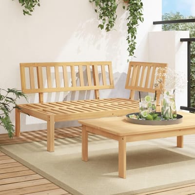 Hoekbank Acaciahout - Tuinbank Lounge - Buiten Zitten - Modulair L-vormig - 92cm Diep - Grijs Kussens