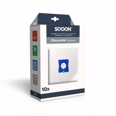 SQOON® (SQ17) Stofzuigerzakken geschikt voor Discounter modellen - Gelijk aan: GR50, HR6325, Y05, Y45, Y50, Y201 - High Filtration - Perfect voor optimale stofopname en filtering