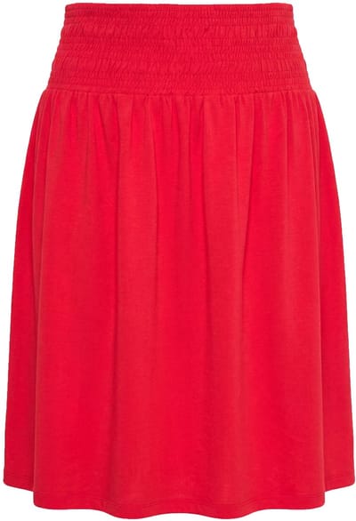 MIAMODA - Dames - Jersey rok A-lijn midilengte elastische gerimpelde tailleband - Neonrood - Maat 44