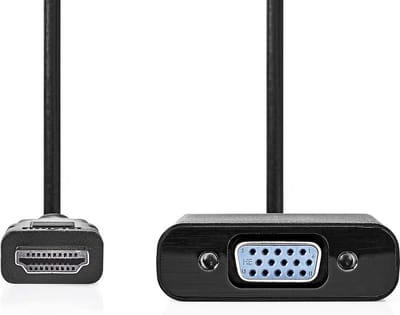 Nedis HDMI-Adapter - HDMI Connector - VGA Female 15p / 3,5 mm Female - Vernikkeld - Recht - ABS - Zwart - 1 Stuks - Doos