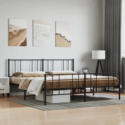 vidaXL - Bedframe - met - hoofd- - en - voeteneinde - metaal - zwart - 200x200 - cm