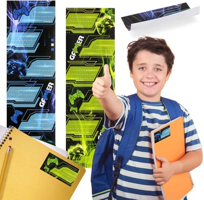 GAMER stickers voor schriften, stickers voor schoolboeken, zelfklevende stickers voor gamers set van 12 stickers.