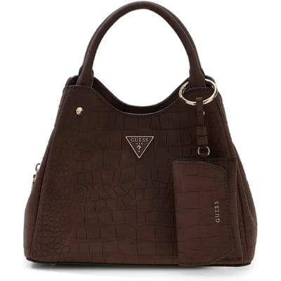 GUESS handtas schoudertas Lorella Logo Girlfriend Tote Espresso donkerbruin