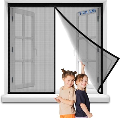 Magnetisch Horraam - Vliegengaas Raam - Insecten Buiten Houden - Automatisch Sluitend - 160x95cm - Zwart