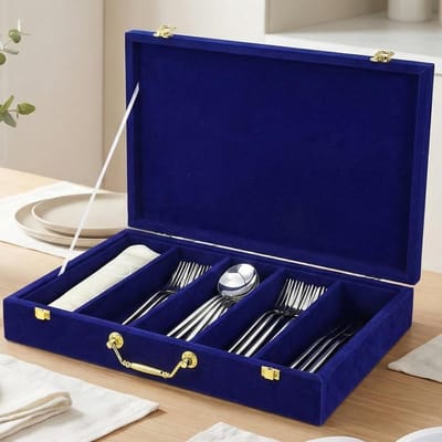 Luxe Zilverwerk Opbergdoos met Deksel en Handvat - Bestek Organizer voor Keukenlades