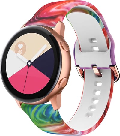 Strap-it Smartwatch bandje 20mm - siliconen bandje Colourful print geschikt voor Samsung Watch 3 41mm / Watch 42mm / Watch Active (2) / Watch FE 40 & 44mm / Galaxy Watch 4 (Classic) / Watch 5 (Pro) / Watch 6 (Classic) / Watch 7 (40 & 44mm)