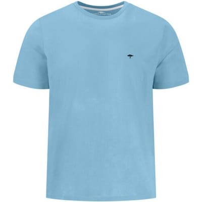 Fynch-Hatton T-Shirt Solid Color Crew Neck Subtle Logo Splashy Ocean / male