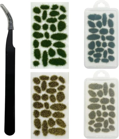 Static Grass Tuft Model Kit 57pcs - Resin Terrain, Tweezers en Kunstgras voor Modelspoor en Landschapsontwerp