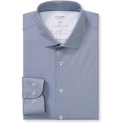OLYMP Level Five 24/Seven Overhemd, Body Fit, Modern Kent, Marineblauw