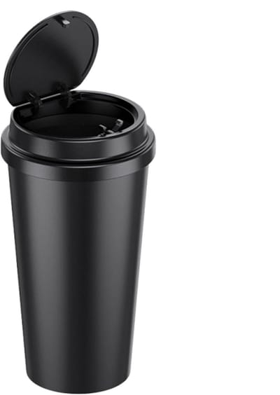 Auto Prullenbak - Afvalbak Bekerhouder - Auto Opbergen - Lekdicht Deksel - 18 cm Hoog - Zwart