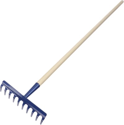 KADAX hark, brede hark met versterkte kop, metalen bladhark, bladhark met lange steel van hout, tuingereedschap voor wieden, bemesten, tuinhark voor gazon, bloemperken (10 tanden)