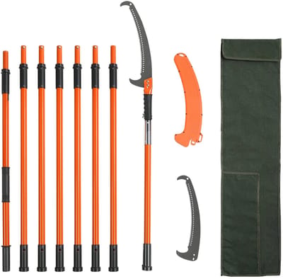 Cherrys Finds - Handmatige Boomzaag - Uitschuifbare Boomzaag - Boomzaag Telescopisch - Met Scherp Metalen Mes - Oranje