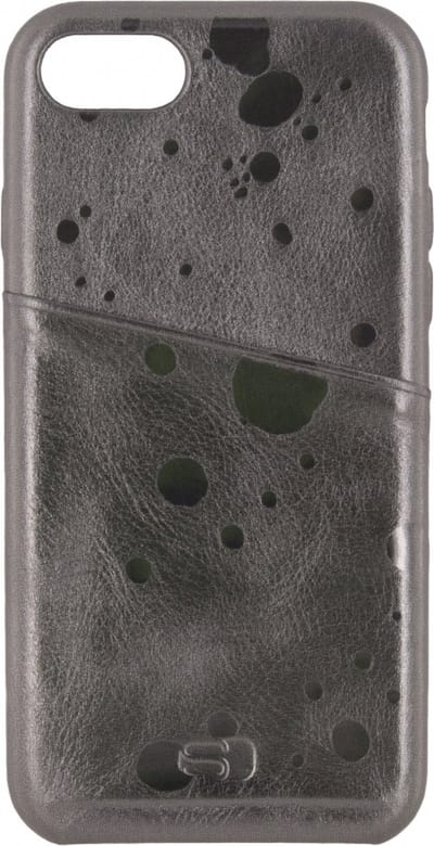 Senza Glam Leather Cover with Card Slot Apple iPhone 7/8 Metallic Grey