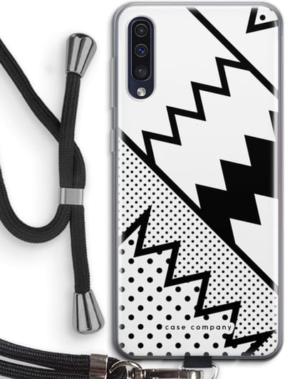 Case Company® - Hoesje met koord geschikt voor Samsung Galaxy A50 hoesje met Koord - Pop Art #5 - Telefoonhoesje met Zwart Koord - Bescherming aan alle Kanten en Over de Schermrand