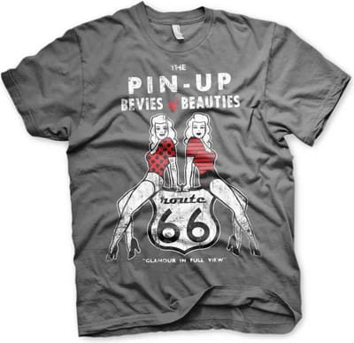 Route 66 Heren Tshirt -S- Pin-Ups Grijs