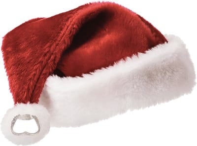 DCI Santa’s Bottle Cap Designed by Mary Beth Cryan Plush velour had with steel bottle opener One size fit most