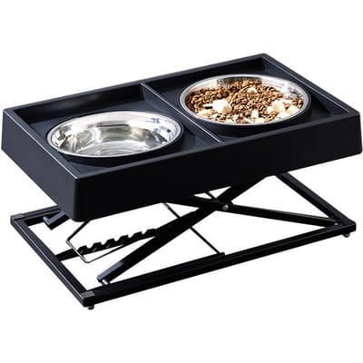 Speciale Voer- en Waterbak voor Grote Honden Verstelbare Verhoogde Bak Hoge Kwaliteit Nekbescherming Roestvrij Staal Langzaam Eten Bak 53*32.8*8.5cm black