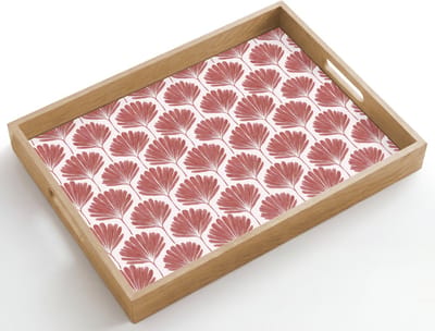 Dienblad hout 50x35 cm - Schootdienblad - Waaier - Motief - Terra - Borrelplank rechthoek - Plateau dienbladen