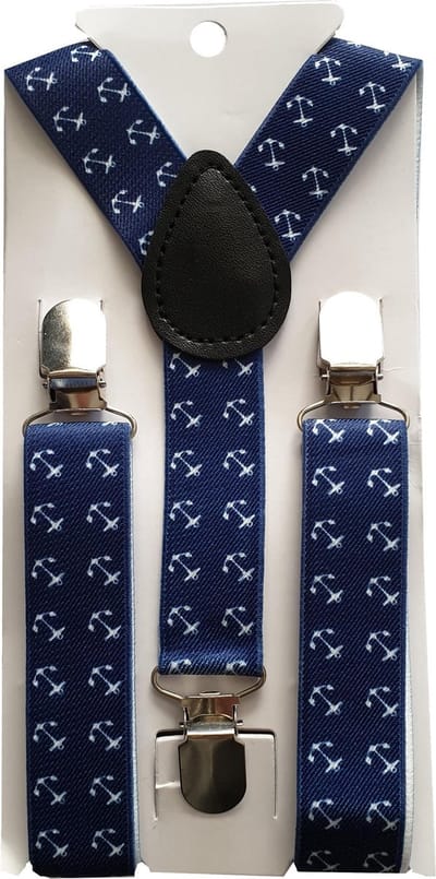 Fako Fashion® - Kinder Bretels - Print - Anker - 65cm - Donkerblauw