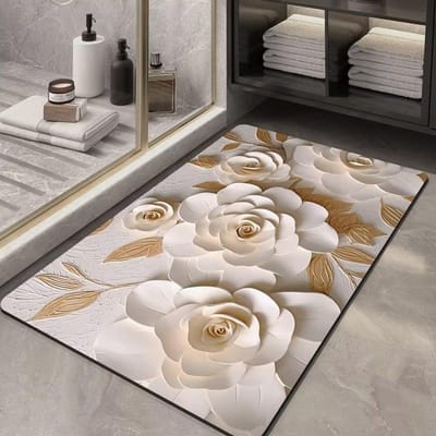 Embossed Flower Diatom Mud Mat Toilet Absorbent Mat Rubber Antislip Deurmat Driedimensionaal 3D Effect Tapijt 40x60cm