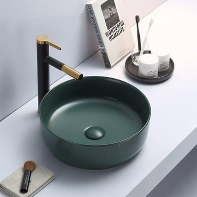 Waskom Rond Victoria Color Line Jade Groen incl. waste op kleur